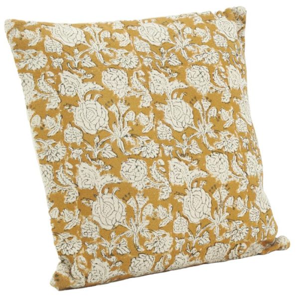 Coussin à fleurs jaune et blanc