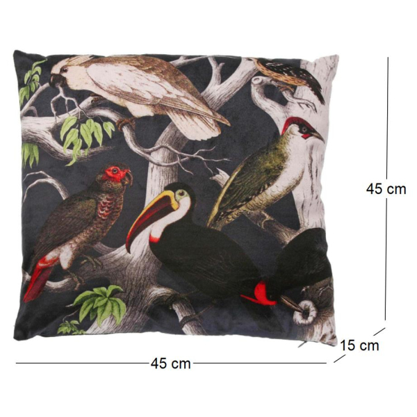 Coussin imprimé oiseaux 45 cm - 8,62