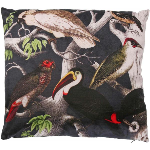 Coussin imprimé oiseaux 45 cm