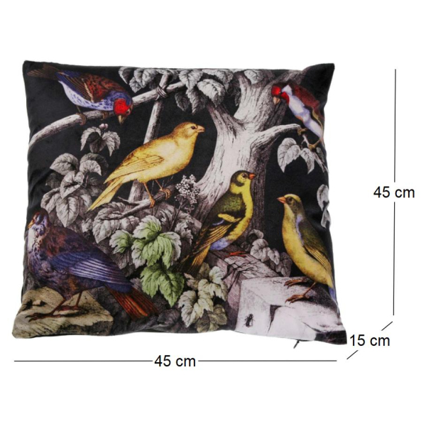 Coussin imprimé oiseaux sur branche 45 cm - 8,62