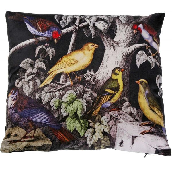 Coussin imprimé oiseaux sur branche 45 cm