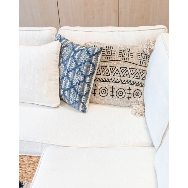 Coussin en jute et coton brodé - 6