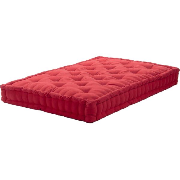 Coussin de palette en coton coloré 120 x 80 cm (rouge)