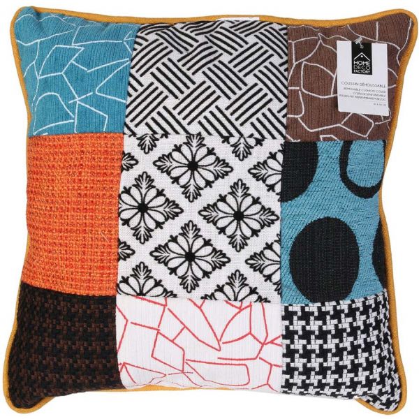 Coussin patchwork en tissu déhoussable 40x40 cm - 6