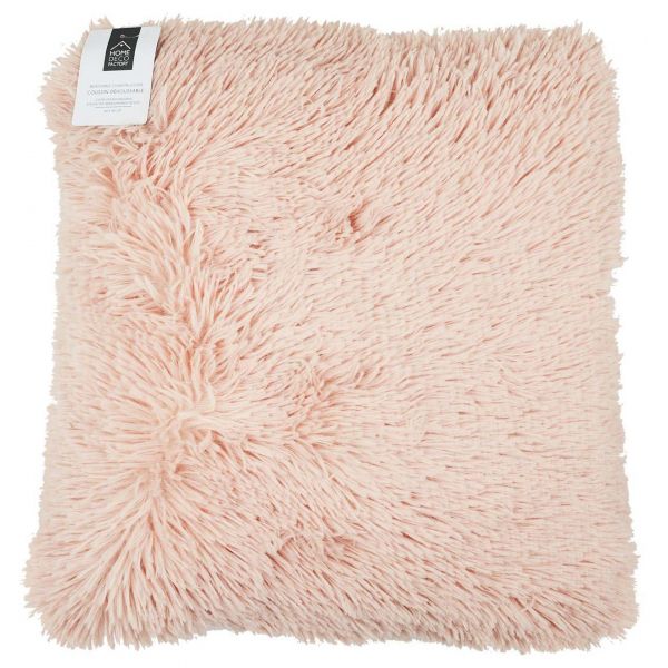 Coussin poils longs rose 40 x 40 cm - 9,90