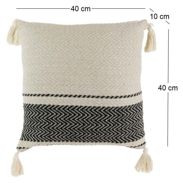 Coussin rayures style berbères avec pompons 40 cm - 8