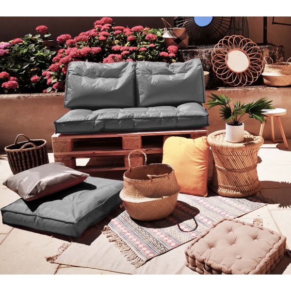 Coussin de sol intérieur extérieur coloré (gris anthracite)