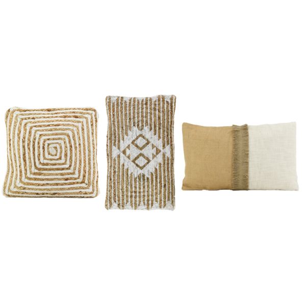 Coussins à motif en jute et coton blanc (Lot de 3) - 6