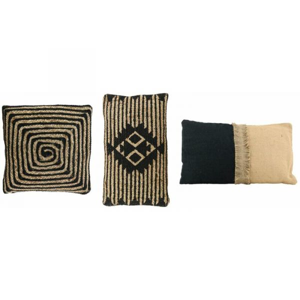 Coussins à motif en jute et coton (Lot de 3) - 5