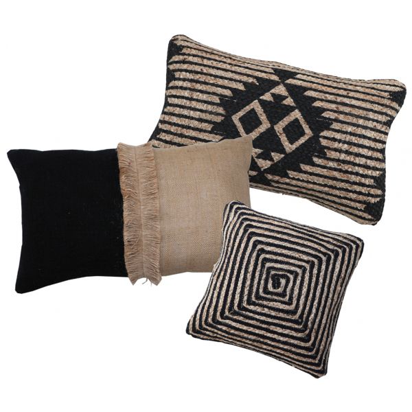 Coussins à motif en jute et coton (Lot de 3) - 6