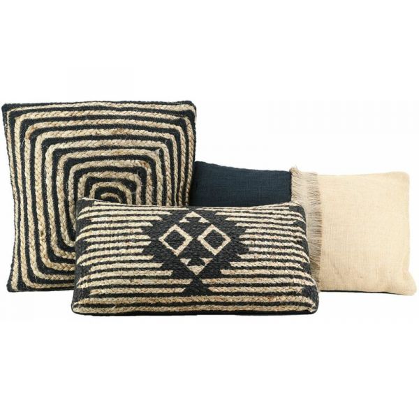 Coussins à motif en jute et coton (Lot de 3)