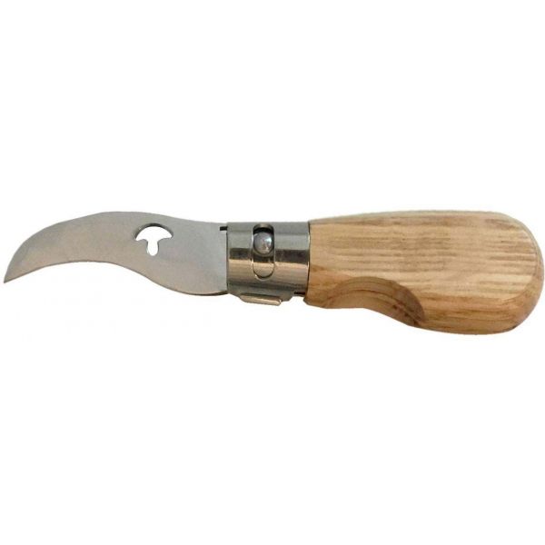 Couteau à champignon pliant manche en chêne