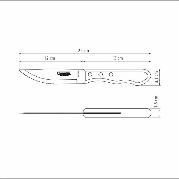 Couteaux à steak Jumbo en inox et bois (Lot de 4) - TRO-0107