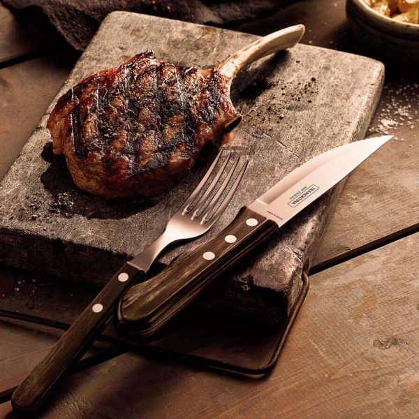 Couteaux à steak Jumbo en inox et bois (Lot de 4) - Tramontina