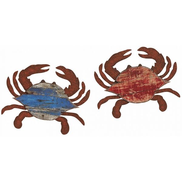 Crabes rouge et bleu déco murale (Lot de 2)