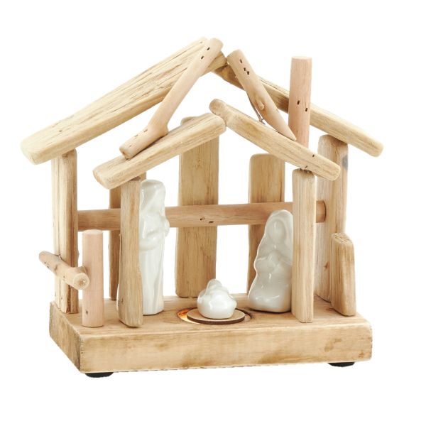 Crèche en bois et céramique