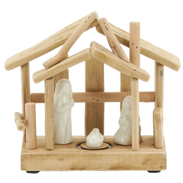 Crèche en bois et céramique - AUB-5119