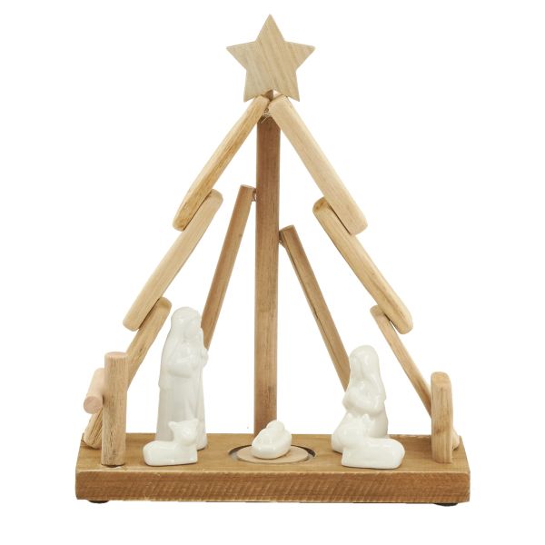 Crèche en bois et céramique - 27,90