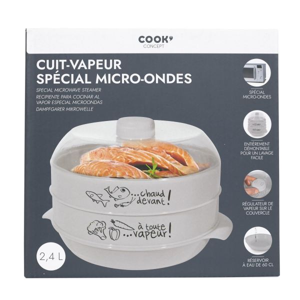 Cuit-vapeur à 2 étages spécial micro-ondes 2.4l (gris clair)