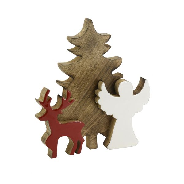 Décor de Noël blanc et rouge en manguier