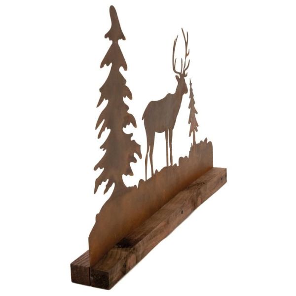 Décor de table en Bois et Métal Cerf et Sapins - AUBRY GASPARD