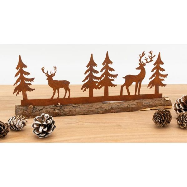 Décor cerfs et sapins en métal - AUBRY GASPARD