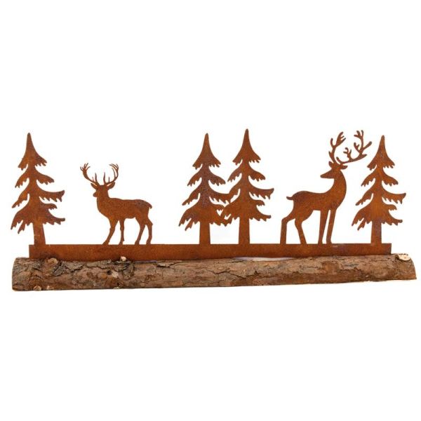 Décor cerfs et sapins en métal - 11,80