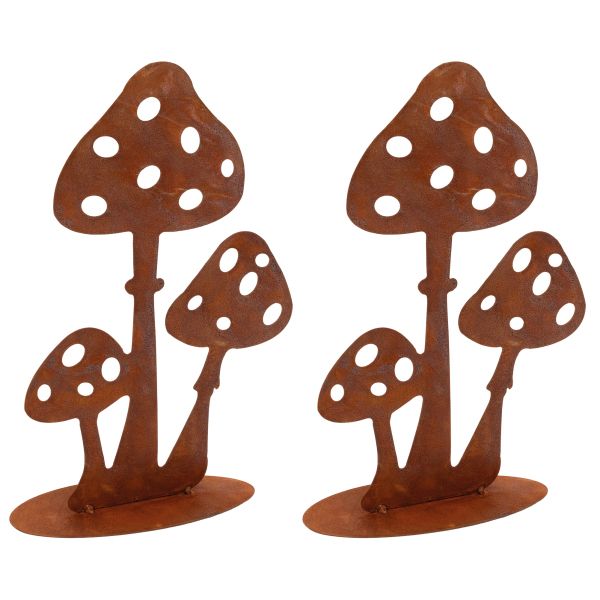 Décor champignons sur pied en métal vieilli