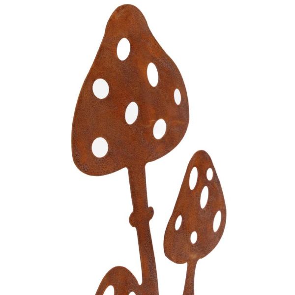 Décor champignons sur pied en métal vieilli - 7