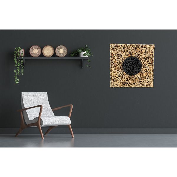 Décor mural en bois flotté naturel et noir - AUBRY GASPARD