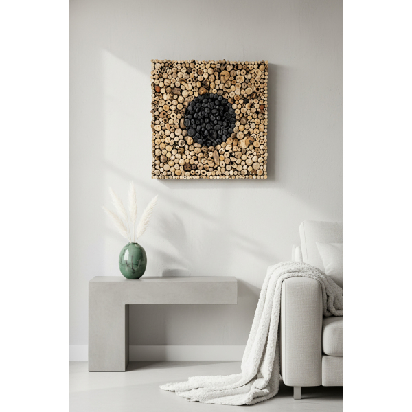Décor mural en bois flotté naturel et noir - AUBRY GASPARD