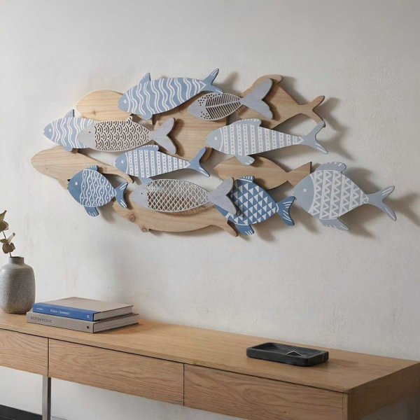 Décoration murale en MDF et métal Sea 91 x 3 x 33.5 cm - MAURO FERRETTI