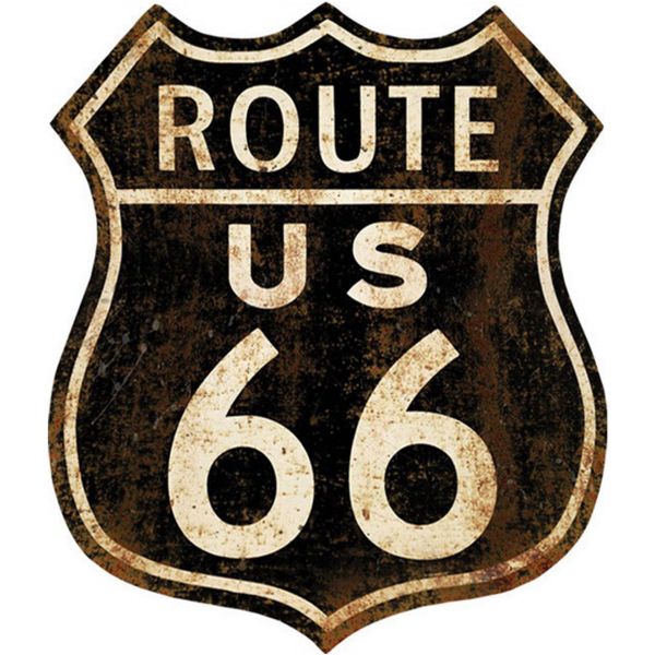 Décoration murale Route US 66 en métal 30 x 35 cm