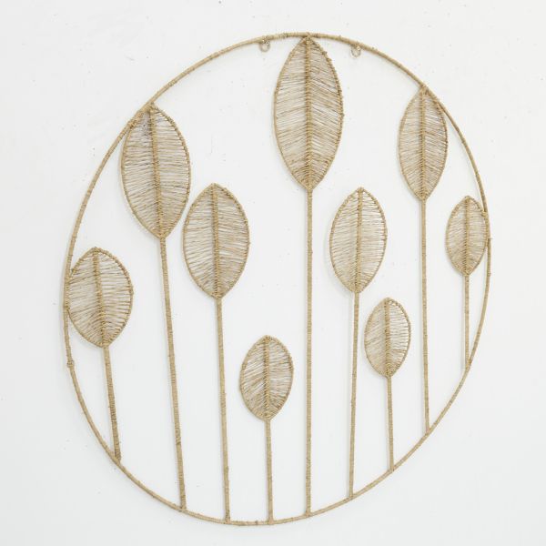 Décoration murale ajouré en jute - Feuille - 125