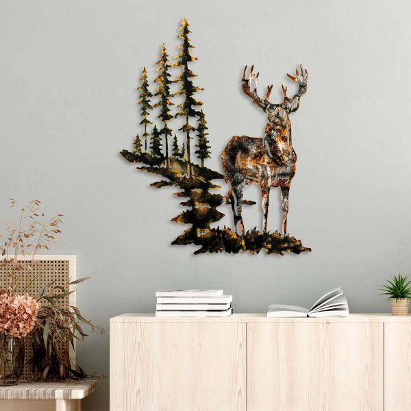 Décoration murale en bois et métal Acacia Deer - 6