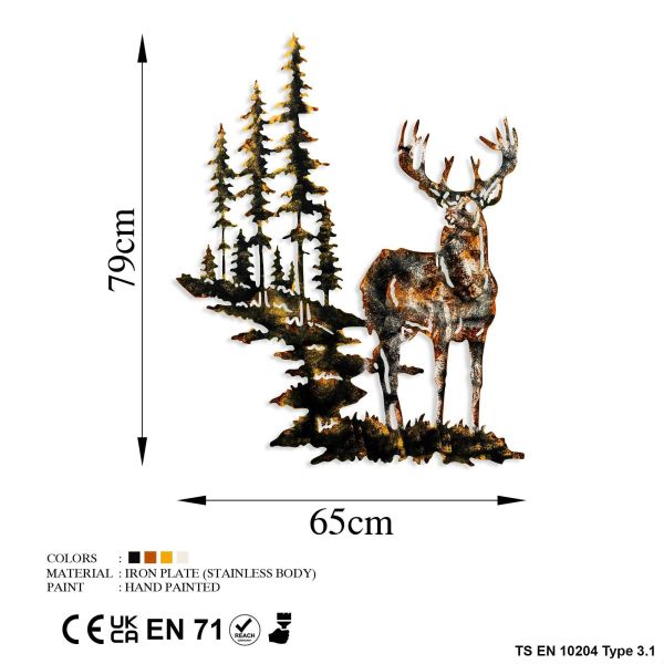 Décoration murale en bois et métal Acacia Deer - ASI-0955