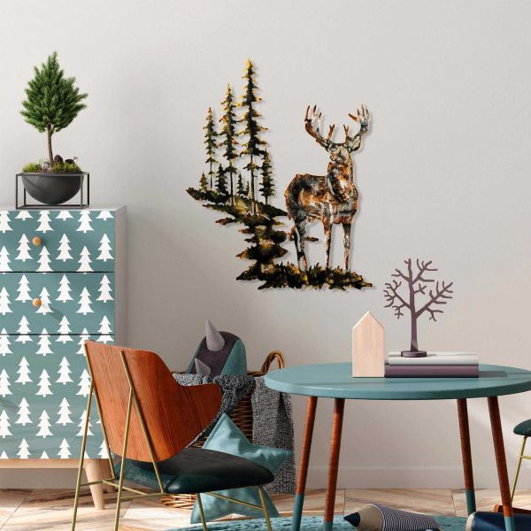 Décoration murale en bois et métal Acacia Deer - HANAH HOME