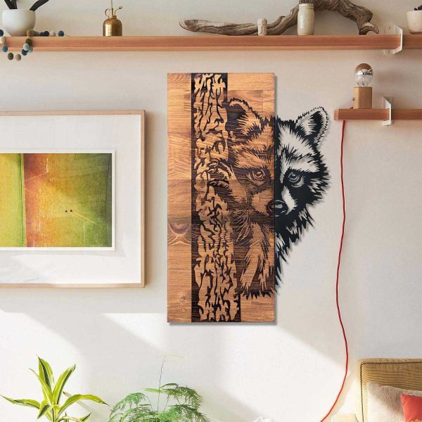 Décoration murale bois et métal Animal - HANAH HOME