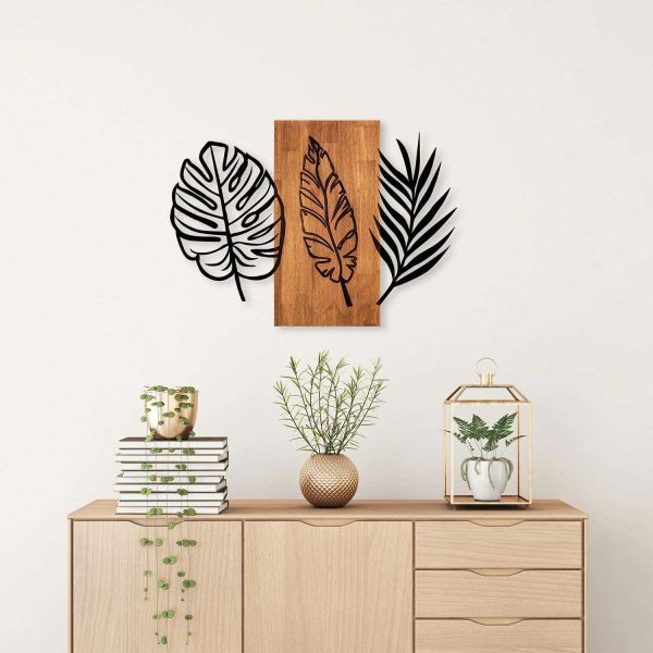 Décoration murale en bois et métal Florale - 5