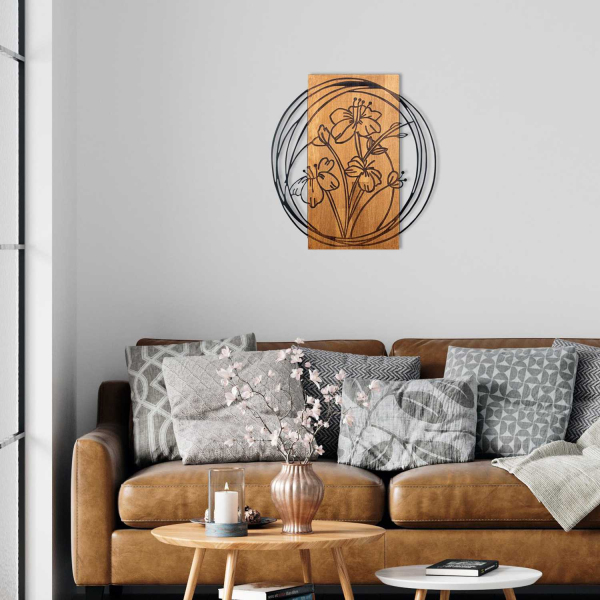 Décoration murale en bois et métal Florale - 5