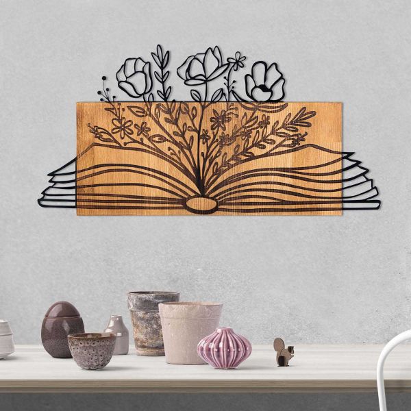 Décoration murale en bois et métal Florale - 5