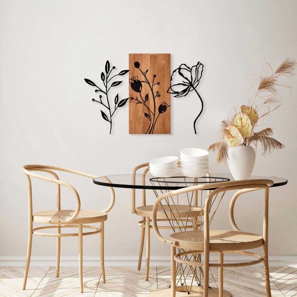 Décoration murale en bois et métal Florale - 5