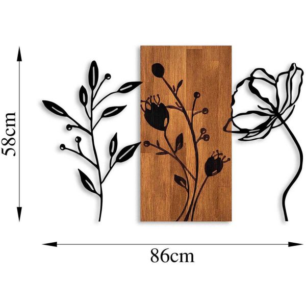 Décoration murale en bois et métal Florale - ASI-1702