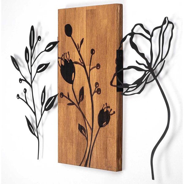 Décoration murale en bois et métal Florale - 55,90