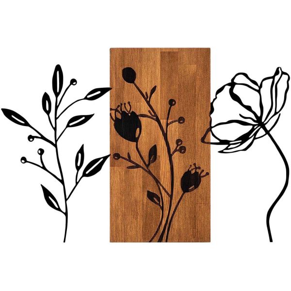Décoration murale en bois et métal Florale