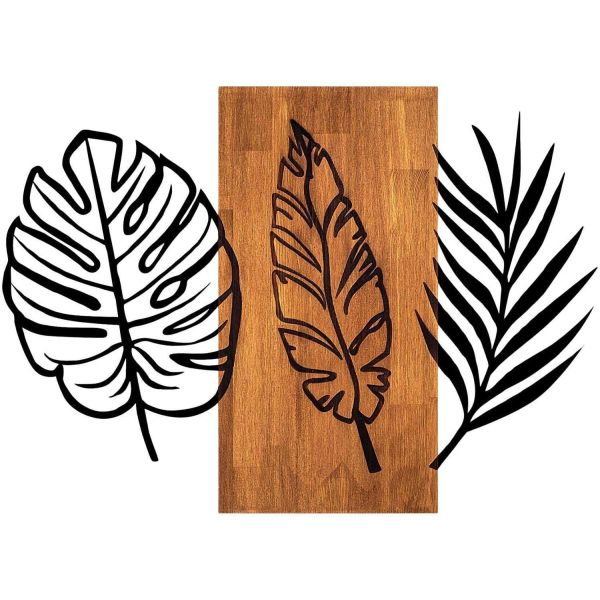 Décoration murale en bois et métal Florale