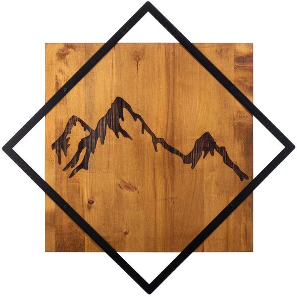 Décoration murale en bois et métal Montagnes