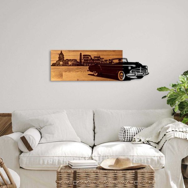 Décoration murale en bois et métal Véhicule - HANAH HOME