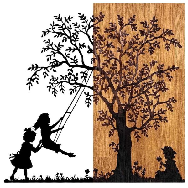 Décoration murale en bois et métal Walnut