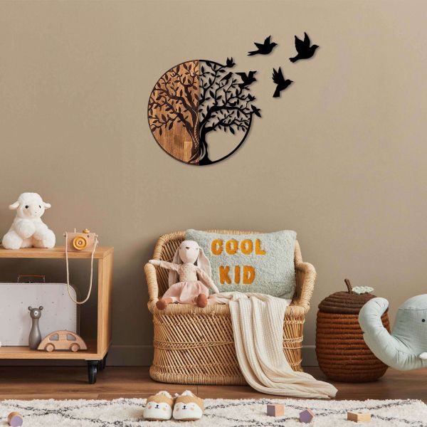 Décoration murale en bois et métal Arbre et oiseaux en vol - 5